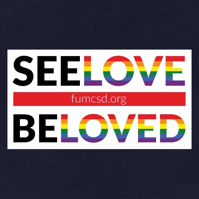 FUMCSD See Love, Be Loved: white design background