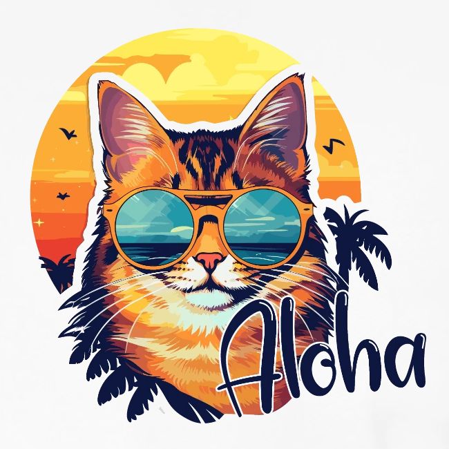 Funny Cat in Hawaiian Aloha Sunglasses