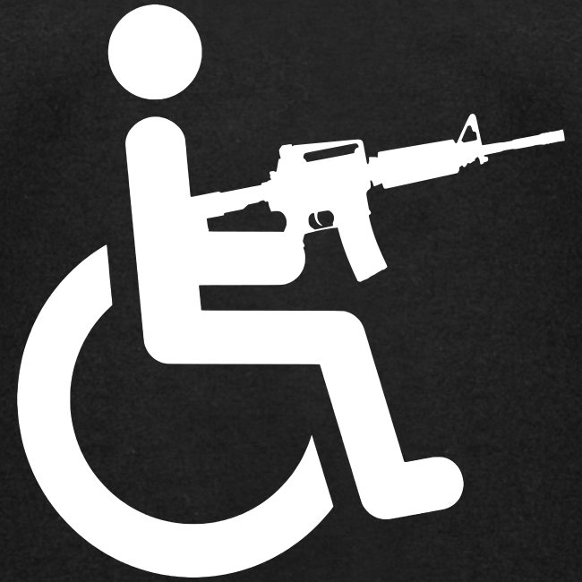 Wheelchair user armed with a automatic M16 rifle
