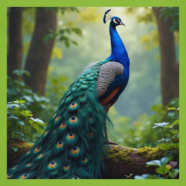 Majestic Peacock in Enchanted Forest