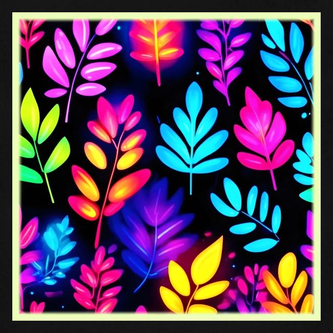 Neon Leaves Abstract Pattern