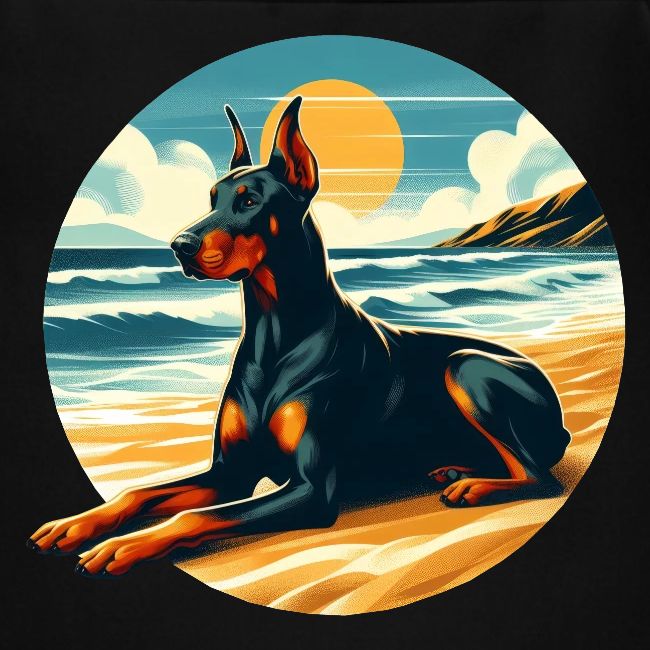 Doberman On The Beach