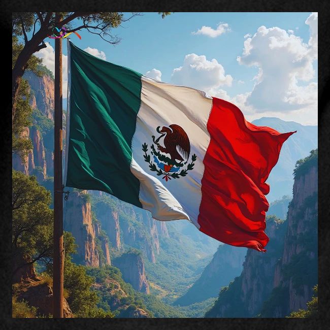 Mexican Flag in Mountain Nature Landscape
