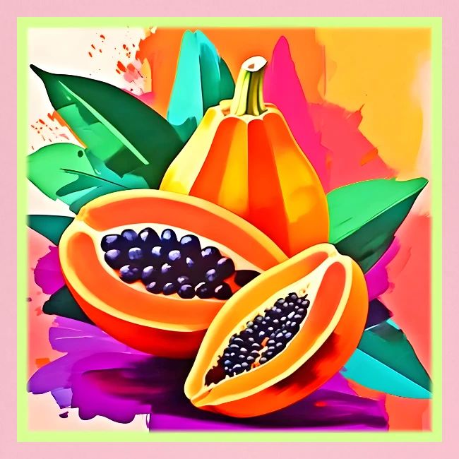 Sliced Papaya Pop Art