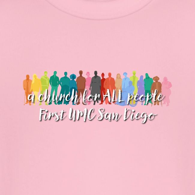 a church for all people - with colorful graphic