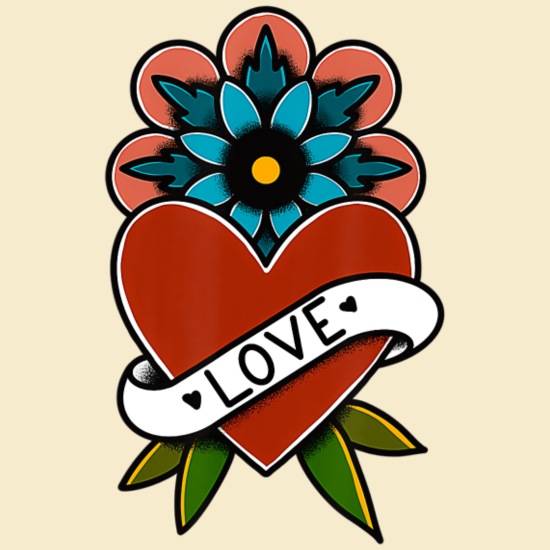 American Traditional Tattoo Design Love heart' Hemp Carry All Pouch |  Spreadshirt