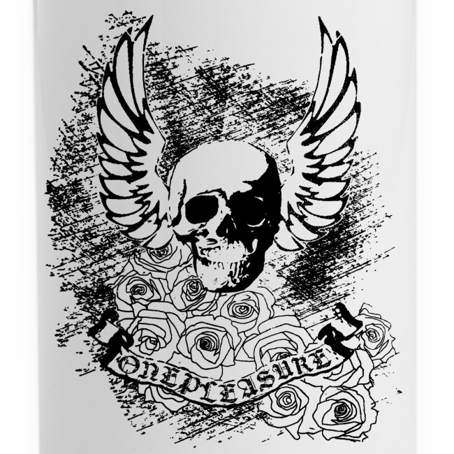 Cool OnePleasure Skull Wings Roses Banner