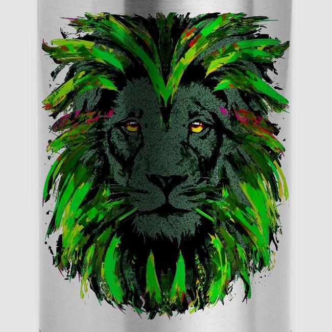 Green Lion Head Portrait Drawing - Green Lion