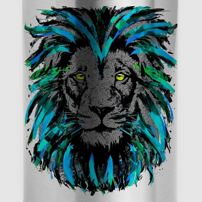 Turquoise Lion Head Drawing - Zodiac Leo