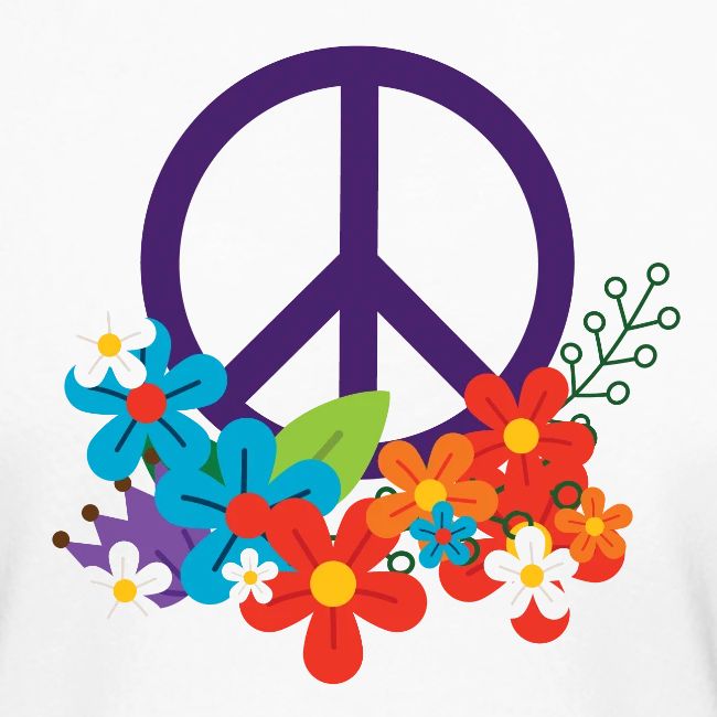 Hippie Peace Design With Flowers