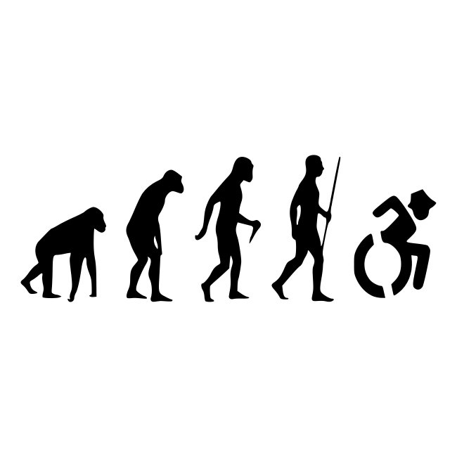 Wheelchair Evolution, wheelchair humor, roller fun