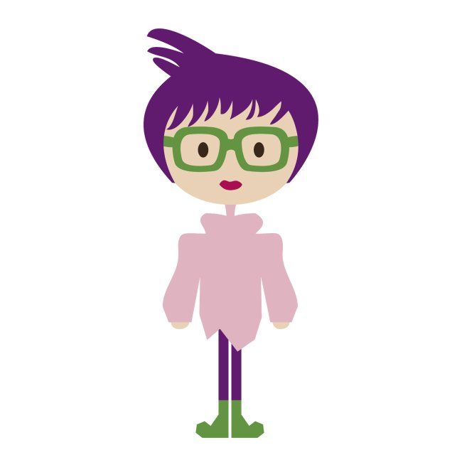 Colorful Mod Girl and Her Green Eyeglasses