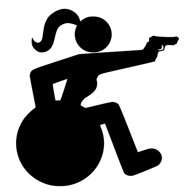 Shooting wheelchair girl, paralympic sport