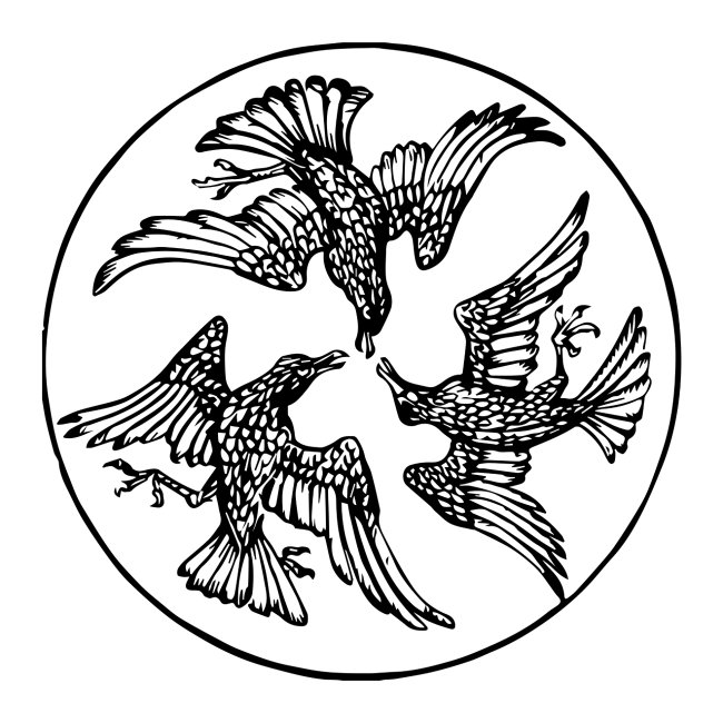 Three Crows in a Circle - Vintage Circle Motif