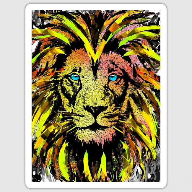 Yellow Lion Head Portrait Drawing - Yellow Lion