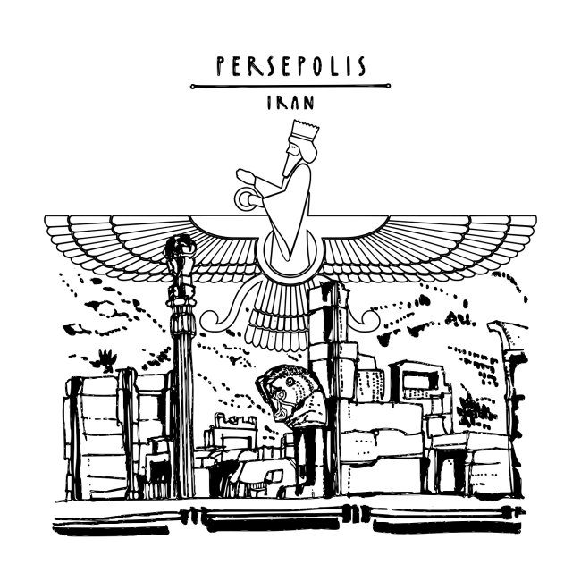 Perspolis Iran and Faravahar