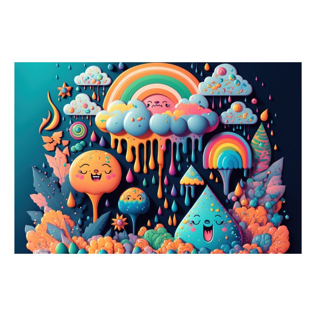 Psychedelic Paint Drip Rainbow Rain Clouds 1.1
