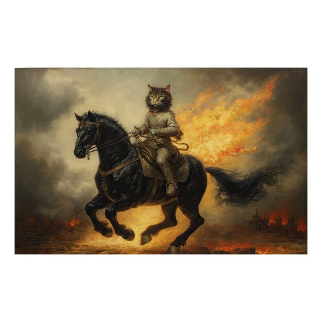 Mr Whiskers the Battle Cat Rides a War Horse
