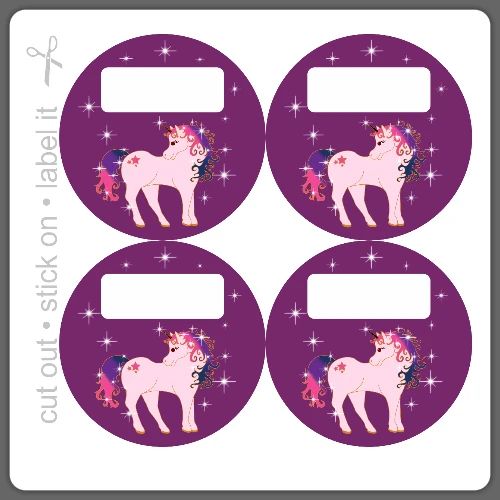 School Stickers - Fantasy Unicorn - Purple - 4 - Sticker