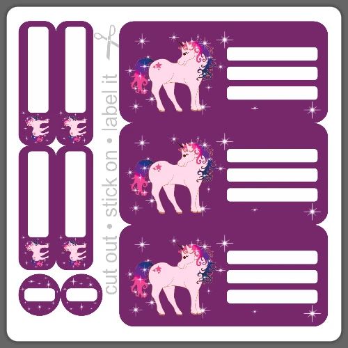 DIY Sticker Set - Fantasy Unicorn Purple - 9 - Sticker