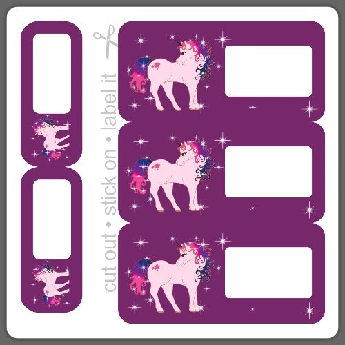 DIY Name Sticker Set - Fantasy Unicorn Purple - 5 - Sticker