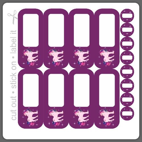 DIY School Sticker - Fantasy Unicorn Purple - 16 - Sticker
