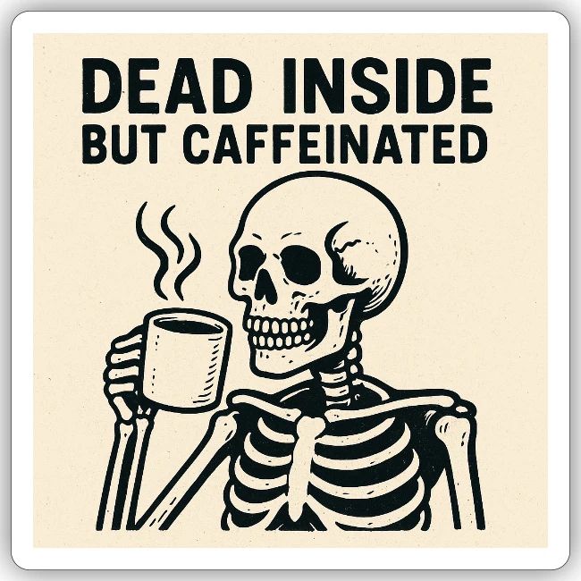 Skeleton Sipping Coffee