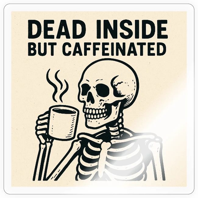 Skeleton Sipping Coffee