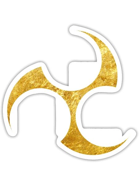 Kobayakawa Mon Japanese clan FAUX gold on black - Sticker - white matte - Front