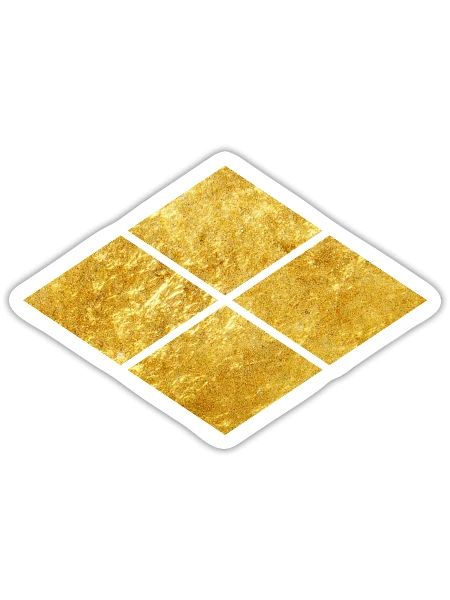 Oriental Takeda Mon kamon Japan samurai faux gold - Sticker - white matte - Front
