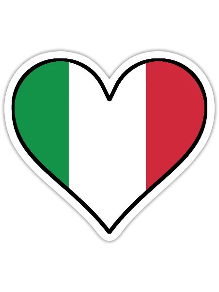 Italian Flag Heart - Sticker - white matte - Front