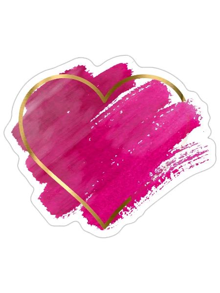 Golden heart with brushstrokes - Sticker - white matte - Front