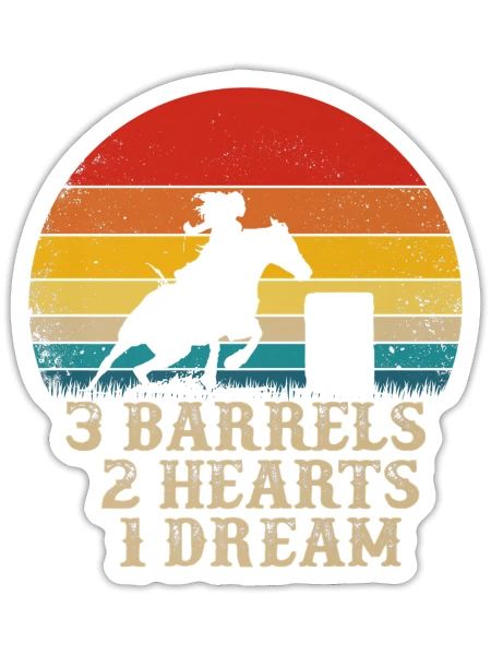 3 Barrels 2 Hearts 1 Dream Funny Horse Riding - Sticker - white matte - Front