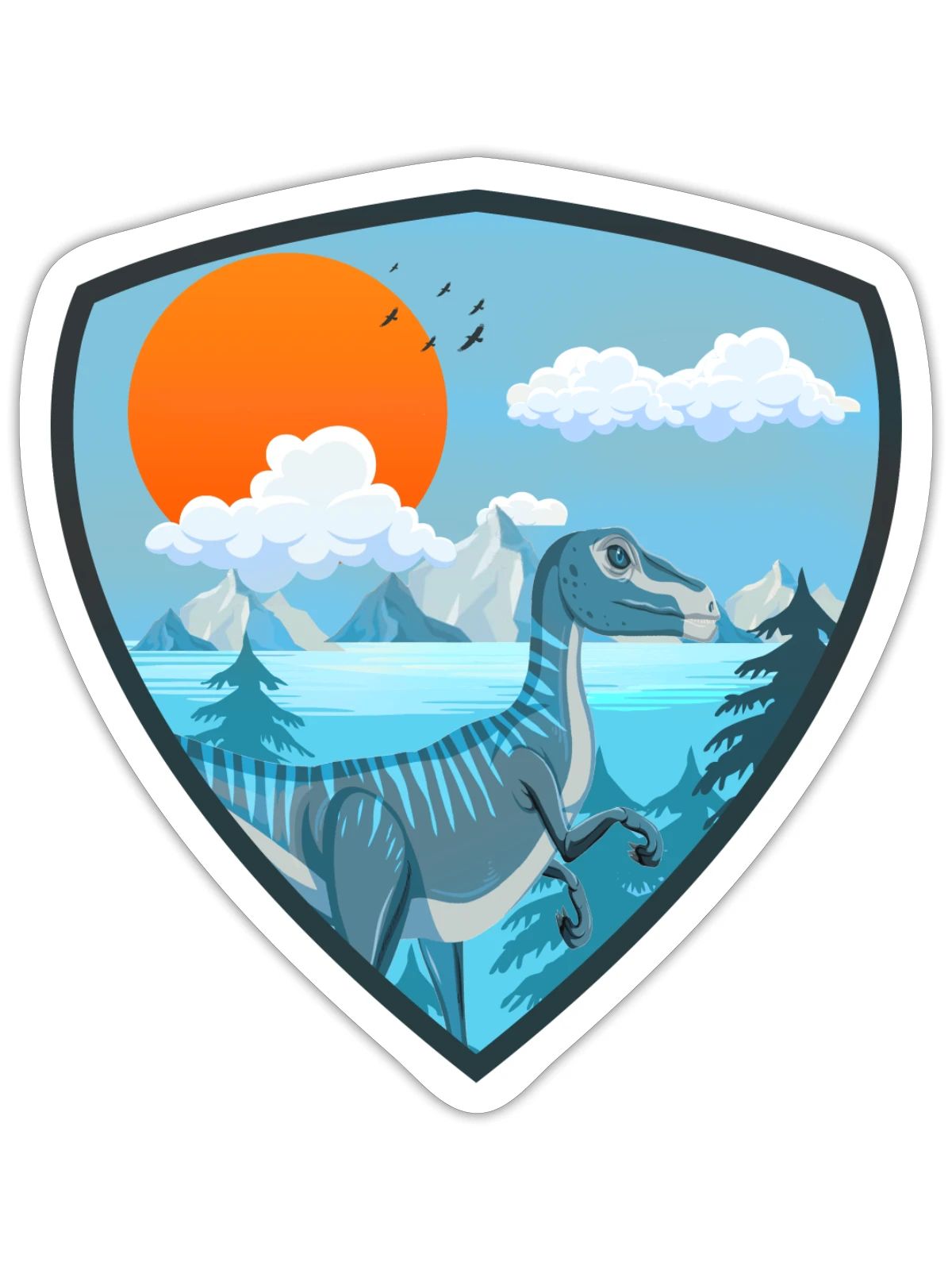 velociraptor prehistoric planet - Sticker - white matte - Front