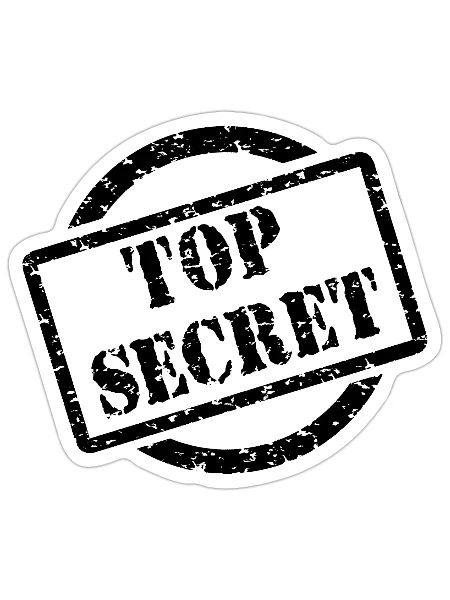 Top Secret Stamp (black design) - Sticker - white matte - Front