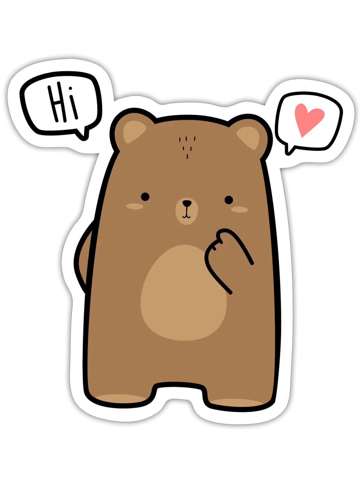 cute brown teddy bear - Sticker - white matte - Front