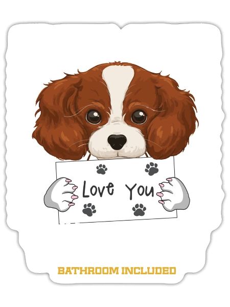 Cavalier King Spaniel Cartoon Bathroom - Sticker - white matte - Front