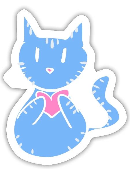 blue cat icon cartoon heart - Sticker - white matte - Front