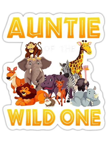 Auntie Of The Wild One Cute 1st Bday - Sticker - white matte - Front