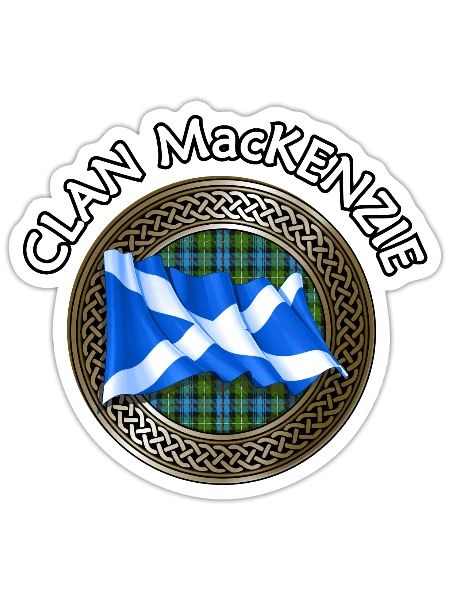 Clan MacKenzie Tartan Knot & Flag - Sticker - white matte - Front