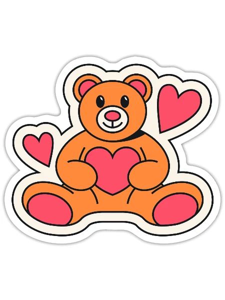 Cute Teddy t-shirt - Sticker - white matte - Front