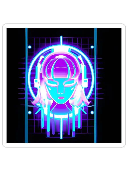 Visage au néon - Sticker - blanc mat - Devant
