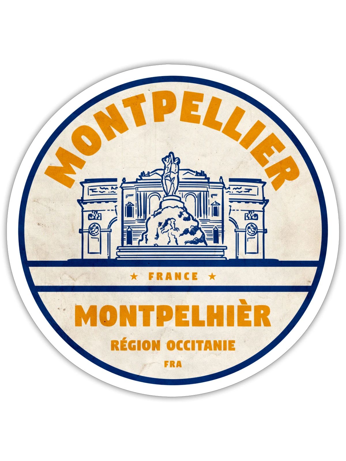Montpellier France - Sticker - white matte - Front