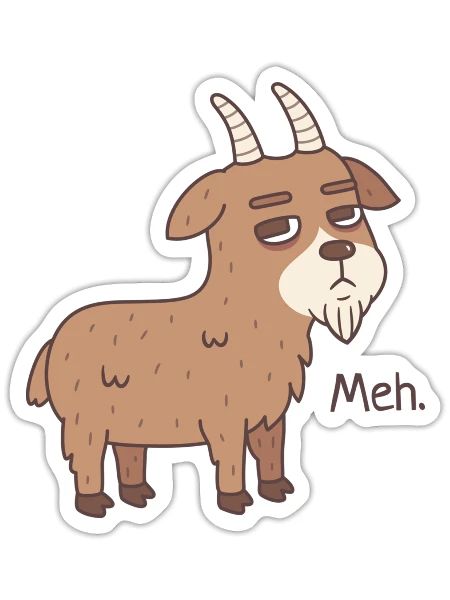 Goat Meh Funny Doodle - Sticker - white matte - Front
