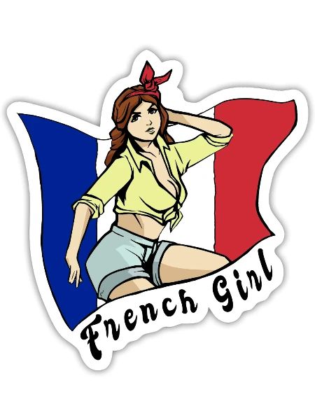 France girl flag design - Sticker - white matte - Front