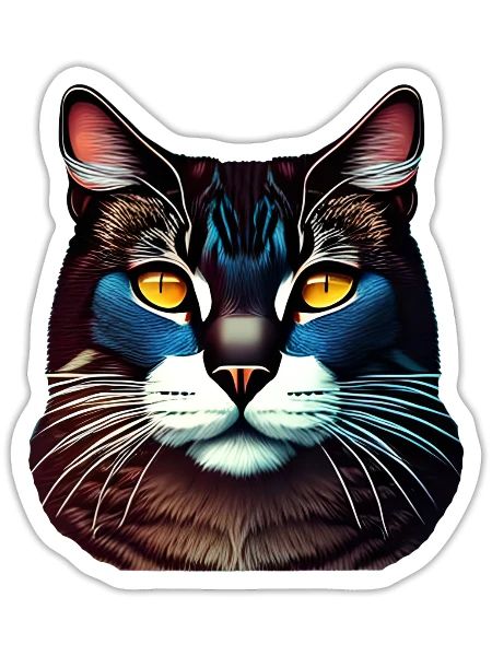 Blue cat - Sticker - white matte - Front