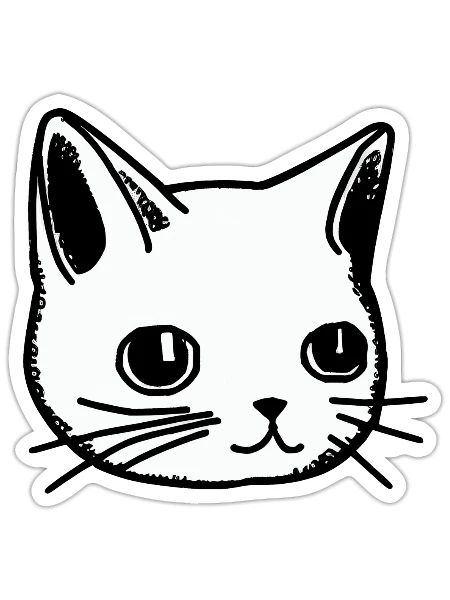Monochrome cat face - Sticker - white matte - Front