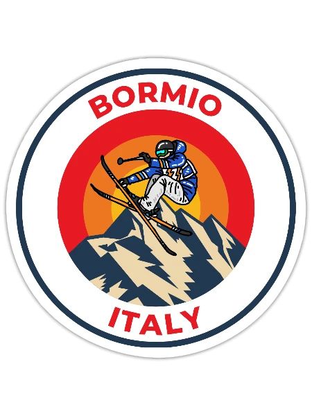 Vintage Cool Skiing in Bormio Italy Sunset - Sticker - white matte - Front