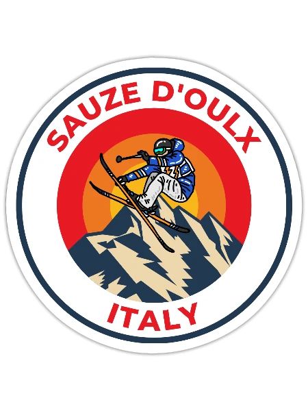 Vintage Cool Skiing in Sauze D'oulx italy Sunset - Sticker - white matte - Front