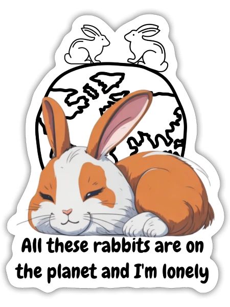 Lonely rabbit - Sticker - white matte - Front